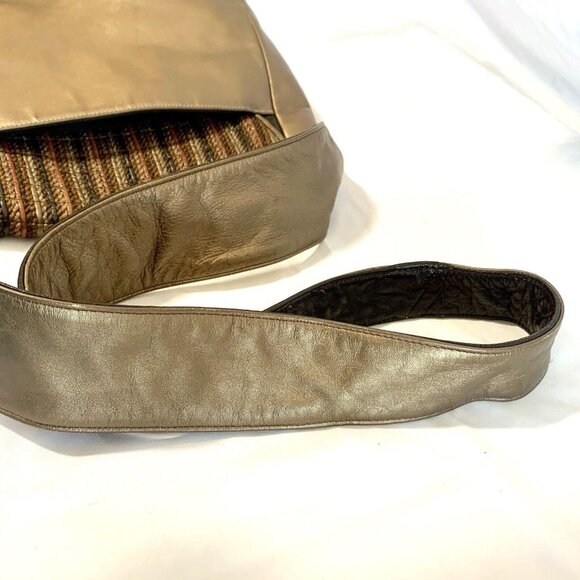 SHARIF Metallic Brown Orange Woven Shoulder Bag Flap Square Tote Bag 80’s VTG - Picture 10 of 15